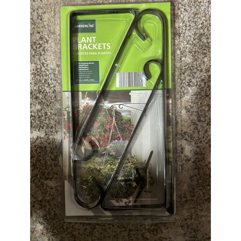 2- HANGING PLANT BRACKET 2 PACK DURABLE POWDER COATED STEEL "GARDENLINE" &Nozzle - Picture 2 of 8
